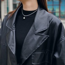하나타 오리지널 봄가 루즈핏 푸 워싱 블랙 라이더 걸 여성린넨자켓 여성자켓 라운드PU자켓 PU자켓 봄여성자켓 여자PU자켓코디