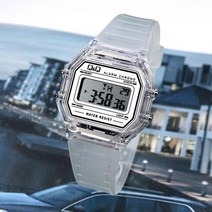 큐앤큐 반투명 빈티지 캐쥬얼 남녀공용 디지털 시계 173-투명