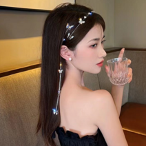 SHUXUAN 초선 나비 머리띠 센느 선미 태슬 머리띠 머리띠 머리띠 여 여름 선녀 기질 고급스러운 머리띠