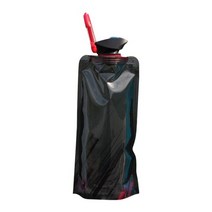 백패킹 하이킹 장비접이식 물병 PE 스포츠 물 가방 휴대용 소프트 플라스크 짜기 야외, CN, 검은 색