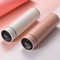 원터치 스마트 온도 디스플레이 보온보냉 텀블러 500ML, 흰색