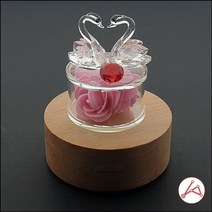 핸드메이드 고급 원형 회전 오르골 뮤직박스 대형(크리스털 백조와 장미)-4곡 중 선택교구 생활잡화 교구잡화 문구 잡화, 오버 더 레인보우