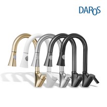 다로스 주방수전 DA8100 거위목 싱크대 원홀 수도꼭지, 블랙 브러쉬드(BB)
