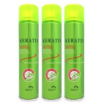 유니크앤몰 꽃남 케라틴 슈퍼하드 헤어스프레이300ml(그린) 스타일러 초강력 모발보호 세팅 헤어스프레이, 3개