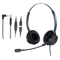 데스크폰 휴대폰 PC 노트북용 2.5mm 및 3.5mm 커넥터가 있는 사무실 헤드셋 콜센터 전화 헤드셋 마이크 노이즈 캔슬링 포함 파나소닉 AT&T Vtech 무선 DECT 폰
