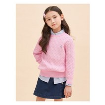 빈폴키즈 에센셜 면 케이블 풀오버 라이트 핑크