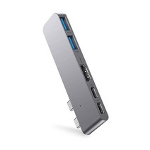힙 맥북용 USB C 허브 어댑터 5-in-2 듀얼 모니터 디스플레이 5K 60Hz HDMI 비디오 출력 다용도 썬더볼트 3 호환 USB-C 포트 100W PD 충전용
