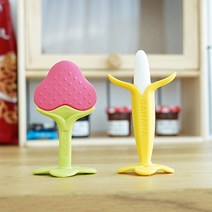 [세트] 앙쥬 치발기 2종 + (케이스+집게 홀더 2P), 바나나 + 딸기, 혼합색상, 1세트