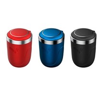 PKG 차량용 재떨이 냄새차단 커버형 LED 재털이 컵 3종 색상 택1, 심플LED재떨이, 블루