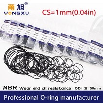 고무오링 20 개/몫 블랙 NBR 씰링 O-링 CS1mm OD22/23/24/25/26/27/28/30/35/40/50*1mm O 링 씰 고무 가스켓 오일 와셔, [11] OD50xID48xCS1mm, [01] 1mm