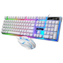 게이밍 키보드 기계식 화이트 컴퓨터 자판기 마우스세트 led 피시방 pc방 개발자 코딩, 단일
