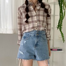 린다샵 / 멜시오 체크 뒷트임 남방