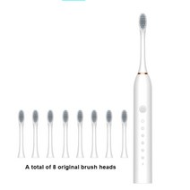 전동칫솔 소닉 전동 칫솔 초음파 자동 usb 충전식 ipx7 방수 미백 치아 칫솔 헤드 홀더 성인, 화이트 8 헤드