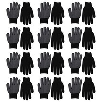 고무 도트가 장갑 단면 PVC 작업 그립 폴리에스테르 순면 12 쌍, 02 Black