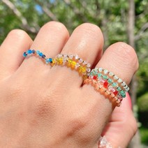 러브미미 썸머픽 컬러 크리스탈 비즈 반지(7color) 패션반지