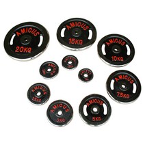아미쿠스 손잡이 경량도금 바벨원판(홀지름28mm) 1kg ~20kg 무게선택구입 (KG당 3 600원), 2.5kg(낱개1장)