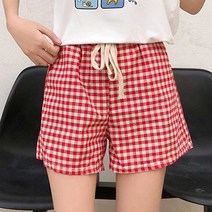 귀여운 여자 데일리룩 여름 휴가철 실내외 체크 바지 221274EA