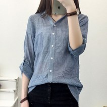가바바 여성 린넨 셔츠 묶어도 풀어도 예쁜 데일리 여름 린넨 셔츠 G36990