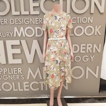 BCBG NC13 여름 플라워 벨티드 반팔 원피스 일리아 라운드 여름원피스 B2B5O632