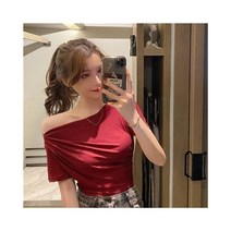어깨 트임 오프숄더 블라우스 여성 오프 반팔 티셔츠 원 숄더 셔츠