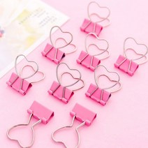 핑크 하트 철제 집게 클립 [미니 더블 페이퍼 바인더 문구 다꾸], 1개