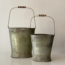 빈티지 양철 손잡이 롱바스켓, L, 1개