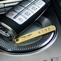 [람앤클] 제네시스 G80 황동키링 전화번호 자동차번호 키링 주문제작각인 스마트키분실방지 키홀더, 제네시스 황동키링-골드