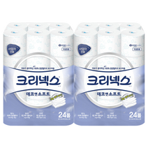 크리넥스 천연펄프 데코앤소프트 에어엠보싱 도톰한 3겹 30M 24롤 비데사용가능, 2팩