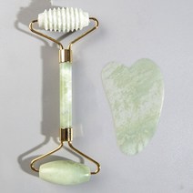 천연 제이드 페이스 롤러 구아샤 스크레이퍼 세트 마사지기 얼굴 목 바디 스킨케어 뷰티 과샤 마사지 도구 페이셜 슬림 리프트, Emerald C