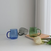마카 내열유리 칼라 항아리 머그 400ml 3color 머그컵 컬러 유리 잔 컵, 블루