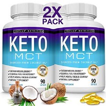 토플럭스 뉴트리션 케토 MCT 오일 캡슐 케토시스 다이어트 - 3000mg 천연 순수 코코넛 추출물 알약은 케톤 생성 식단 에너지 원 남성을위한 소화하기 쉬운 여성 90 소프트, 둘, 둘