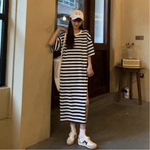 [랜덤플레이] 밑 트임 단가라 반팔 롱 원피스