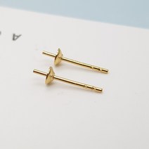 14k 골드필드 반홀 진주 침 펜싱 포스트 귀걸이 DIY 부자재 재료, 4mm 1쌍