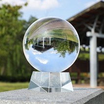 크리스탈 볼 장식 타로 화이트 카페 투명 수정 구슬, 15cm 수정 구슬 [유리 받침대]