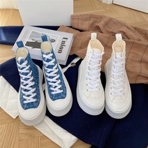 럭키 걸즈 - 두꺼운 바닥 이오저트 캔버스 슈즈 하이갱 싱글 슈즈 캐주얼 슈즈