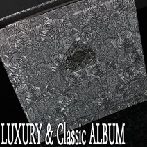 액자엠 LUXURY통가죽앨범 대용량바인더형 접착식 or 포켓식 일반포토앨범, b.접착식속지(백지)50매, AB985-실버통가죽앨범