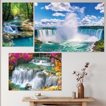 풍수인테리어 액자 돈이 모이는 폭포수그림, 02_골자기와 폭포수, 알루미늄 골드, A1(594x841)mm 사이즈