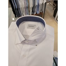 일반핏 목&소매안쪽 예쁜 배색~스냅단추 카라 화이트 긴소매 와이셔츠 드레스셔츠