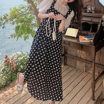 가재울산업 꽃송이 패턴 뷔스티에 롱원피스 여성스러운 디자인원피스 단정한원피스 여대생원피스 5697-5609756ea
