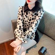 도희날다 가을여성 블라우스 로맨틱 우아한 레이스 블라우스 물방울 긴팔 불라우스 1198