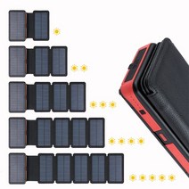 foldable solar power bank 20000mah dual usb 방수 powerbank 배터리 externe 태양 전지 패널 충전기 xiaomi iphone huaw, 검은색 1 태양광 패널