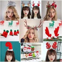 [피앤비유니티]크리스마스 루돌프 산타 눈사람 머리띠 머리핀 80여종 모음, B-01)모루루돌프머리띠-골드