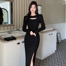 Z3JC 봄 슬림핏 고급스러운 디자인감 트임 여성 롱원피스