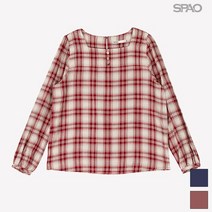 스파오 걸리쉬 체크 노카라 블라우스 SPBB938G11