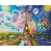 에펠탑 하트 캔버스형 보석십자수 40x50, 에펠탑 하트 (캔버스형) 보석십자수 40x50