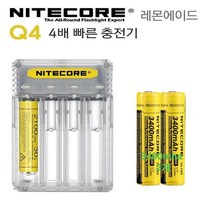 나이트코어 18650 충전기 Q4W 리튬이온배터리 3400mX2, 본상품선택
