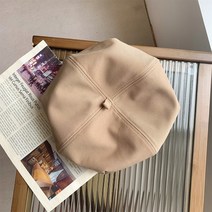 검은 베레모 여성 가을과 겨울 일본식 큰 머리 둘레 모자 팔각 화가