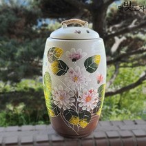 달빚도자 목단 20kg 쌀독 분청투톤 쌀항아리+뚜껑포함(일자형)