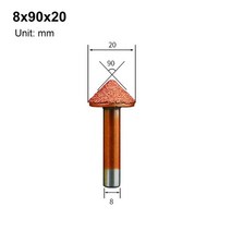 타공홀스 인조대리석타공 철문타공 목공홀스기 1pc cnc 버섯 밀링 커터 더블 서리 낀 테이퍼 v 자형 칼 돌 조각 도구 대리석 화강암 절단 비트, 8x90x20
