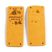 10PCs Bee Faux Sue Label Tags Rectangle Pattern HandMa With Love PU Leat Labels Garment Sewing 악세, 09 9